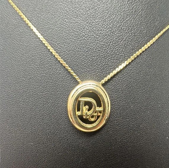 Christian Dior logo, gold tone, necklace vintage - image 1