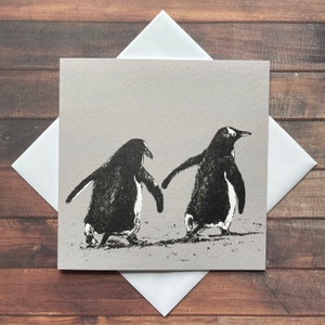 Gentoo Penguins Greetings Card - Journey-Dusk Edition