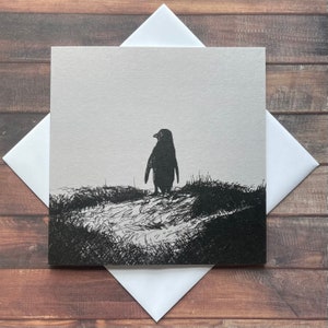 Lone Penguin Greetings Card - Quiescent-Dusk Edition
