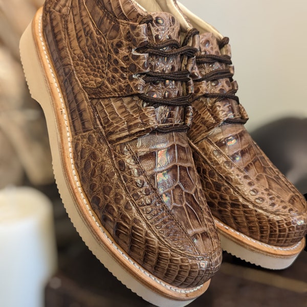 Men's Chestnut Alligator Sneaker Boots, Alligator boots, Alligator Leather, Handmade Boots #alligator #alligatorleather
