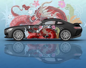 Dragon JDM Samurai Car Decal; Universal Fit Custom Car Decals for all Cars; Comes with both Sides; Cool Car Decals; Custom Car Decal