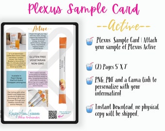 Plexus Sample Card - Active, Customize w/ Canva, Plexus Swag