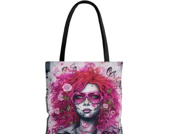 Graffiti Pink Punk Rocker Tote Bag | All Over Print | (S, M, L)