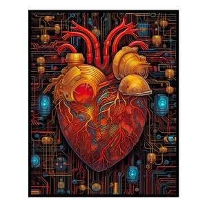 Heart - Retro Electronic Circuit | Digital Art | Instant Download