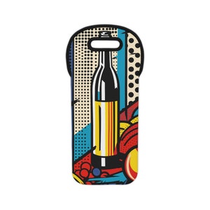 Vintage Pop Art Wine Tote Bag | Insulated Wine Bag | 750ml or 1L Wine Bottle