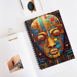 Warrior meets Robot Spiral Notebook - Ruled Line | 118 Pages | Document Pocket