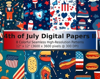 4th of July Seamless Pattern | Patriotic Digital Paper (Digital Download)