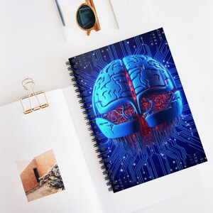 May include: A blue and red 3D rendering of a human brain on a blue circuit board background. The brain is made up of intricate circuitry and appears to be connected to the circuit board.