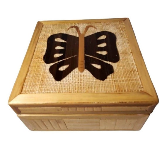 Butterfly Wood Trinket Jewelry Box - image 2