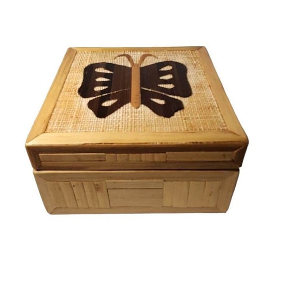 Butterfly Wood Trinket Jewelry Box - image 1