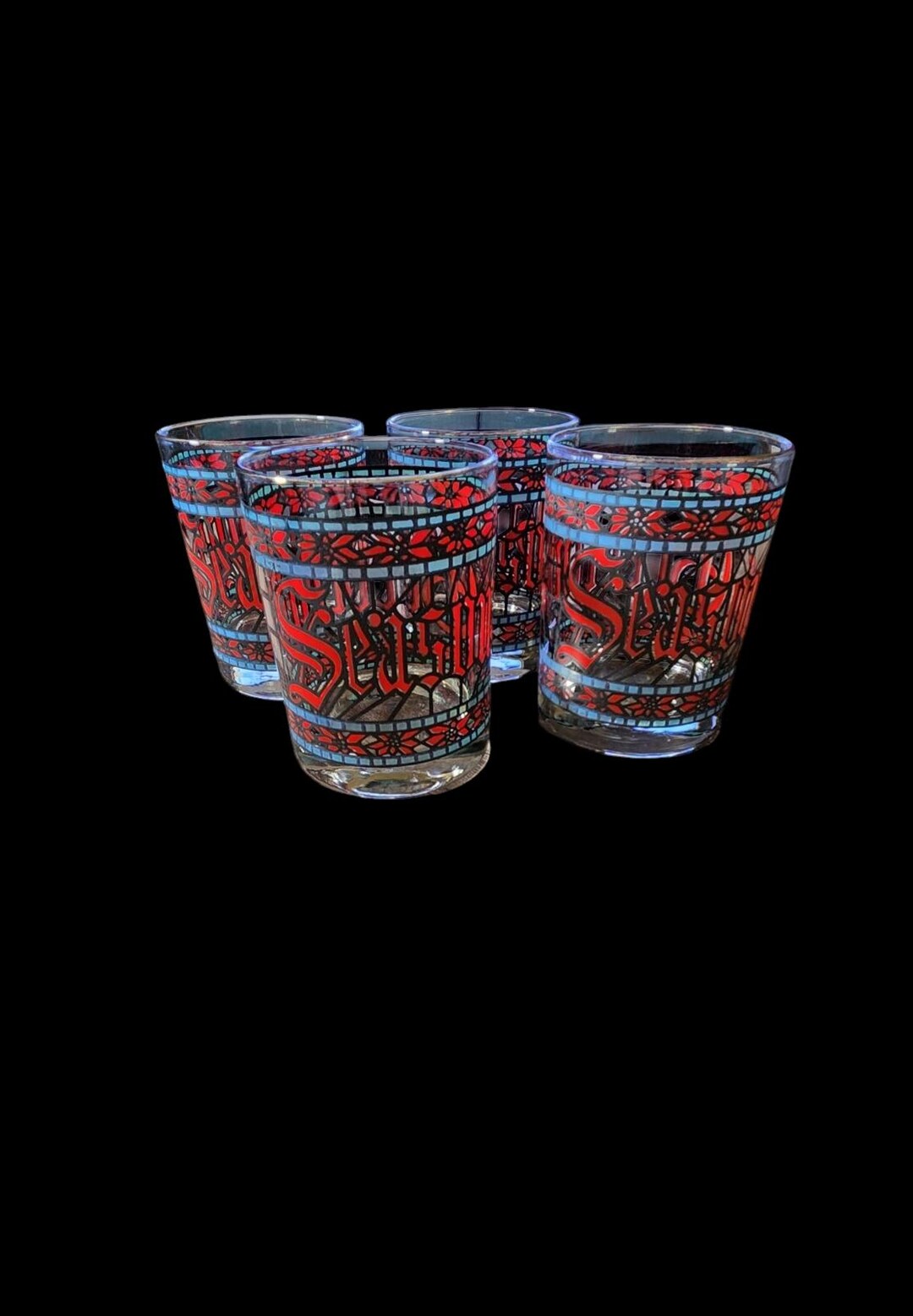 Season Greetings Rocks Highball Barware Drinking Glass Vintage by Houze ...