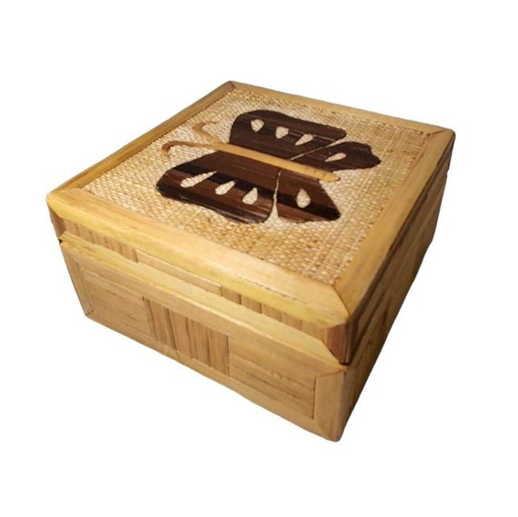 Butterfly Wood Trinket Jewelry Box - image 4