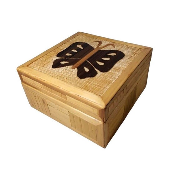 Butterfly Wood Trinket Jewelry Box - image 5