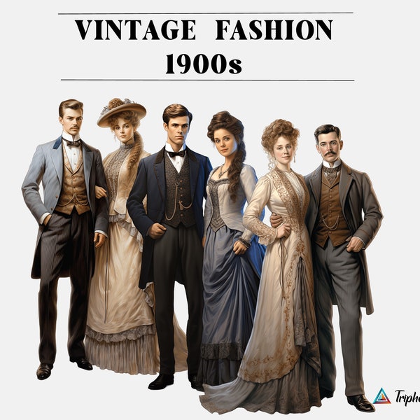 1900s Mode Clipart, Mode Clipart, Vintage Mode, Mode für Frauen, Mode für Männer, Mode Mädchen, Mode digitale Clipart