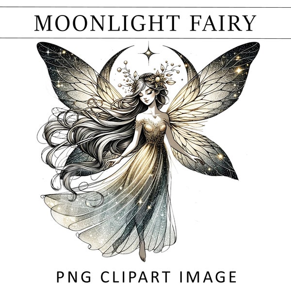 Golden Moonlight Fairy Clipart, Ethereal Fairies Clipart, Fairies Clipart, Fairies Watercolour Clipart, Fairies With Wings, Fantasy Clipart