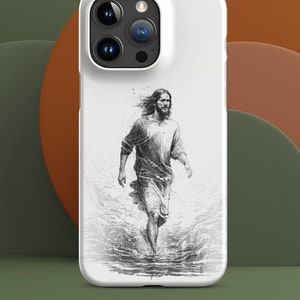 Gå på vatten iPhone Snap-skal - Jesus Kristus inspirerande konst, troget skyddsfodral