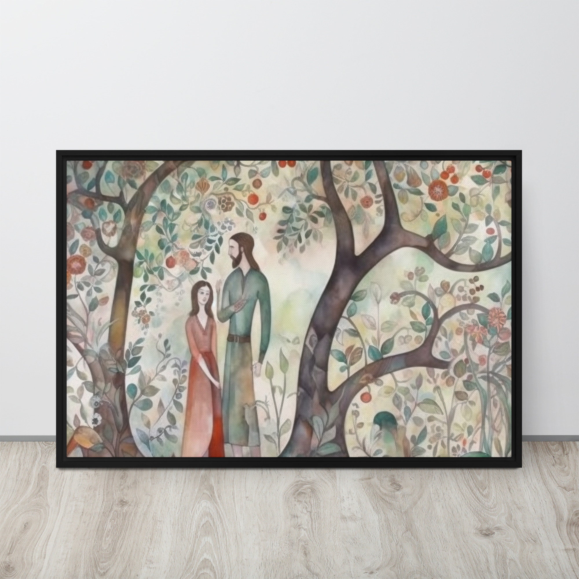 Adam and Eve in the Garden of Eden - Abstract Watercolor Downloadable ...