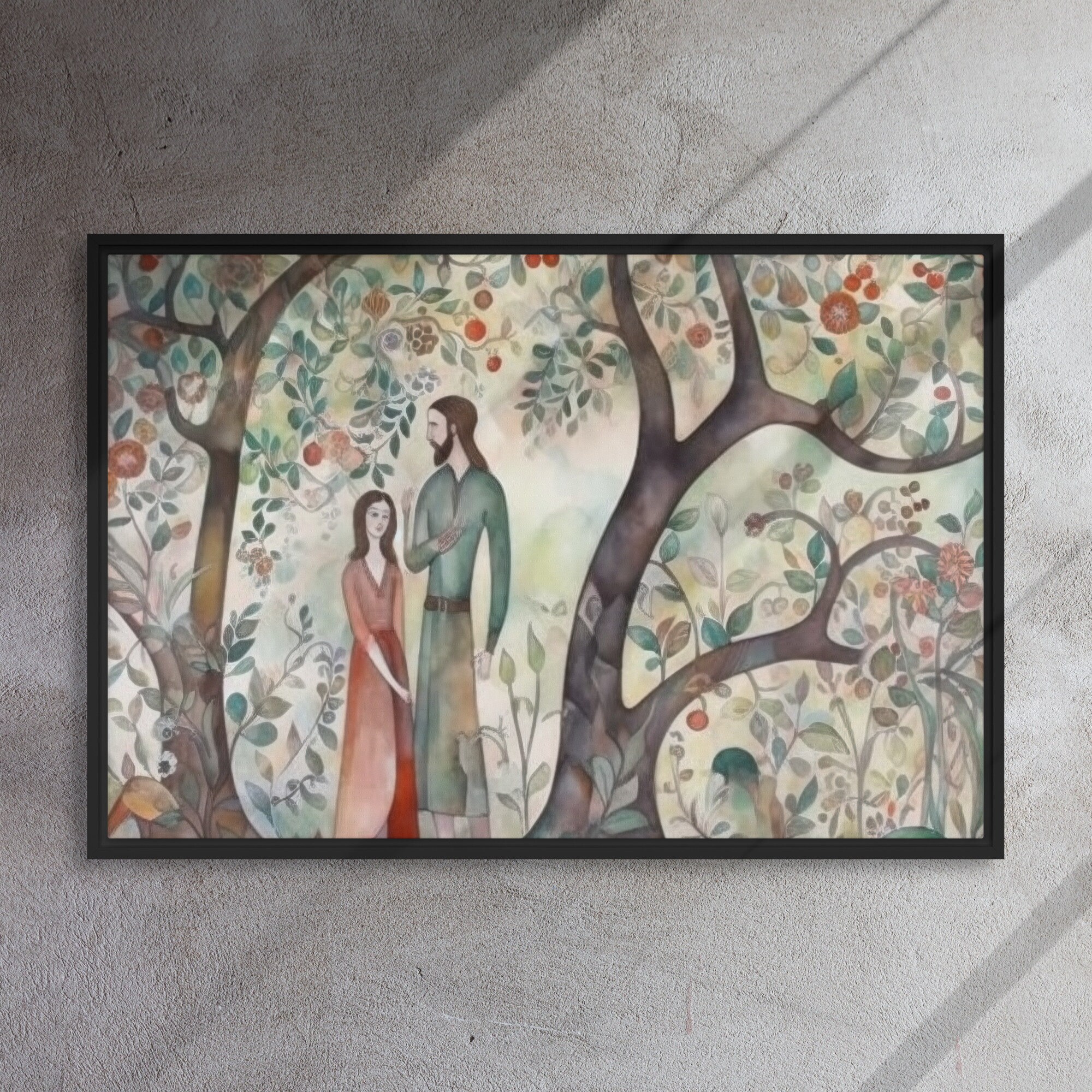 Adam and Eve in the Garden of Eden - Abstract Watercolor Downloadable ...