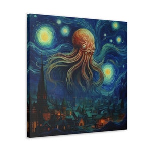 Cthulhu's Enigmatic Night: A Van Gogh Inspired Tale of Chaos