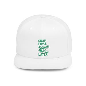 Snap First Ask Later Skater Hat Flat Bill Snapback Bold Embroidered Streetwear Cap for Teens Men Women Hard to Find Easy to Flex
