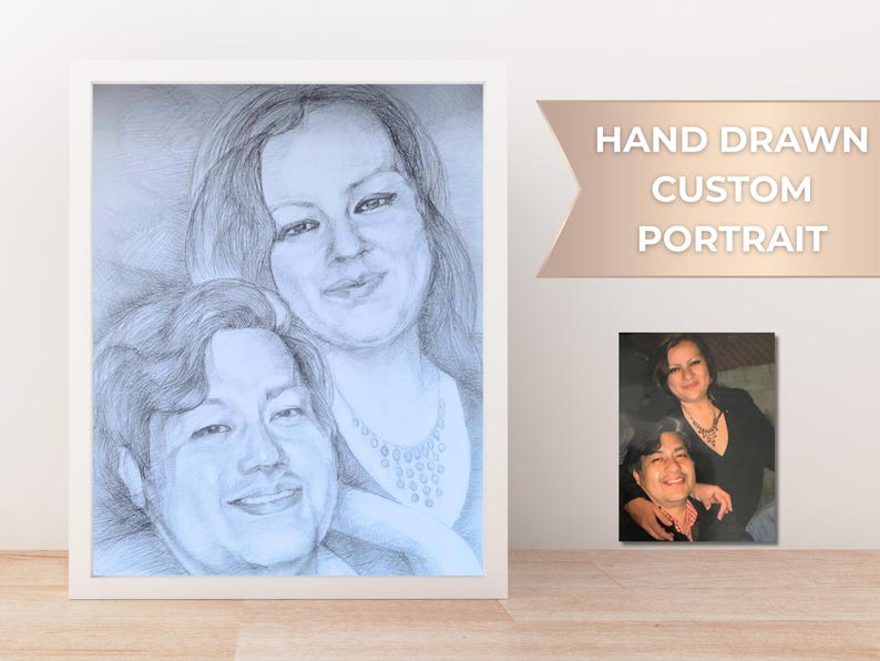 Custom Hand Drawn Portrait - Hand Drawn From Photo - Custom Family ...