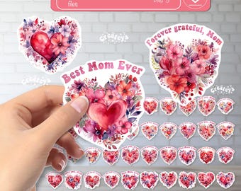 Blumen Mom Aufkleber Bundle PNG Muttertag Aufkleber Beste Mutter Ever Love You Mom Printable Cricut Cut Dateien