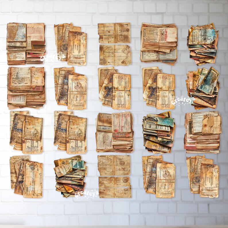 Vintage Ephemera Bundle PNG Junk Journal Papers Antique Tickets Collage ...