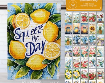 Sommer Küchentuch Sublimationspaket Blumen Wassermelone Flamingo Geschirrtuch PNG Positive Zitate Bauernhaus Digitales Küchendekor