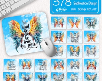 Inspirational Maus Pad Sublimationsdesigns: Aquarell Flügel (PNG Digital Download)