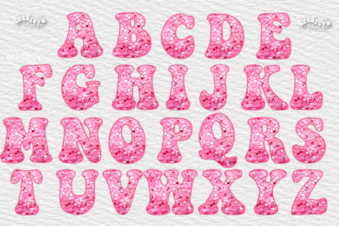 Girl Letters Pink Alphabet Letters PNG Baby Girl Glitter Stitch Alphabet Png Letters ...