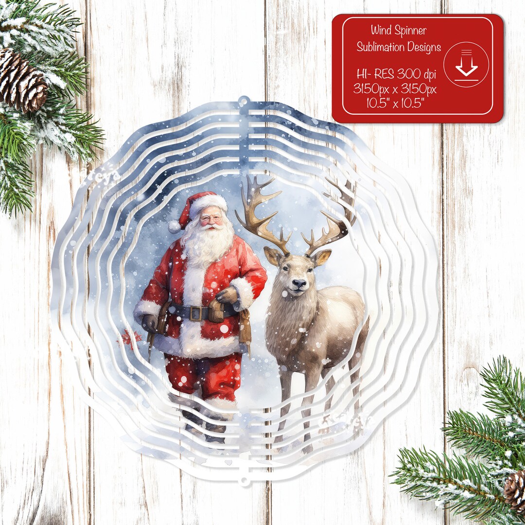 Christmas Wind Spinner PNG Vintage Santa Wind Spinner Sublimation ...