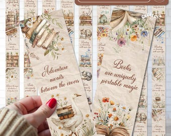 Conjunto de marcadores de aquarela vintage: ganso, gato e livros antigos (download digital)