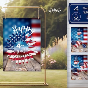 Pacchetto di sublimazione della bandiera patriottica da giardino: 4 luglio USA (download digitale)