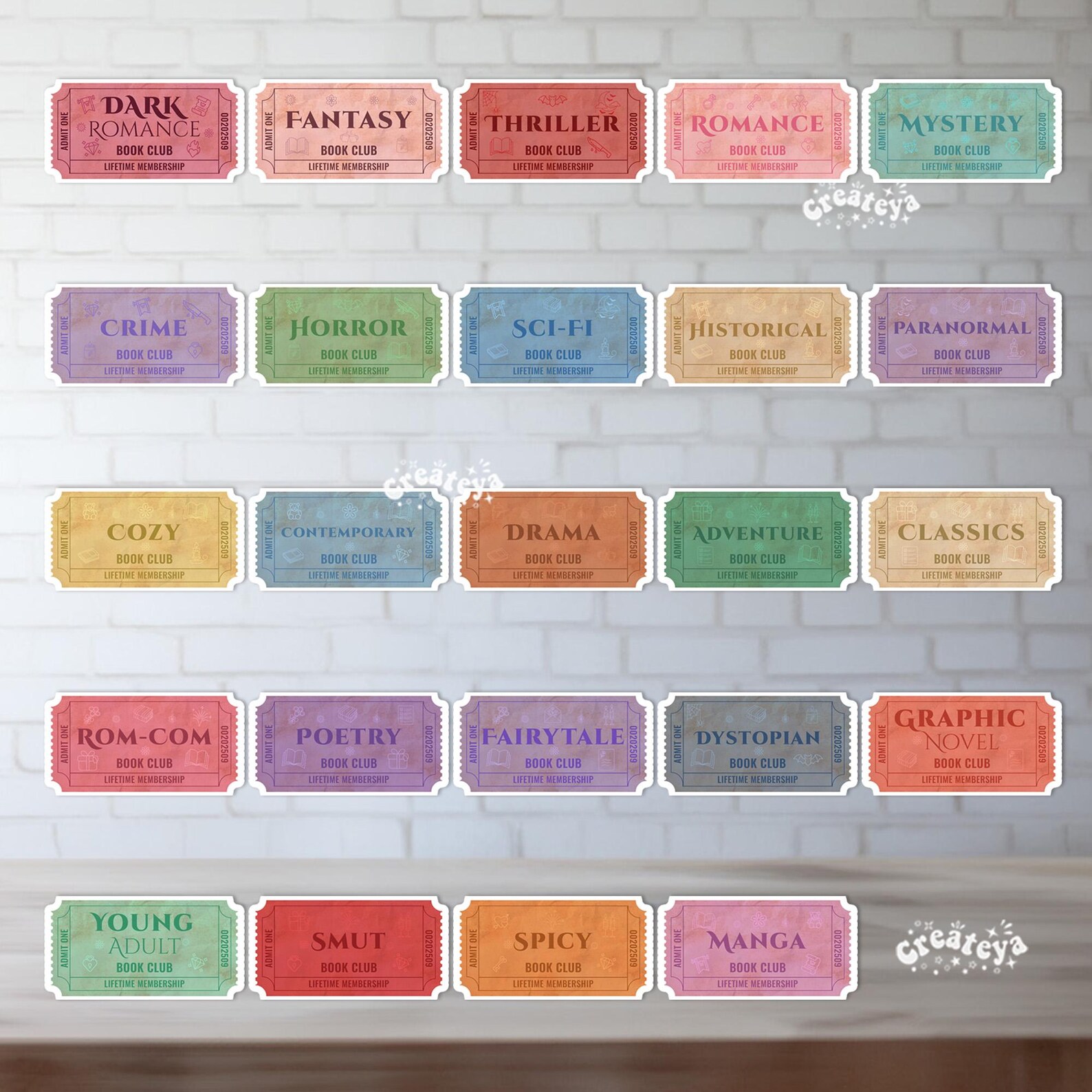 Bookish Sticker Bundle · Vintage Ticket Stickers · Reading & Genre ...