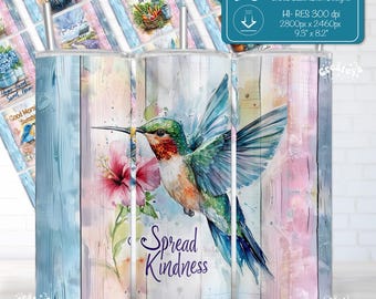 Sommer Tumbler Wrap Bundle PNG 20 Skinny 20 Unzen Sublimationsdesigns Aquarell Blumengarten Wraps Kolibri Erdbeere Sonnenblume