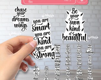 Motivierende Zitate Aufkleber Bundle PNG Inspirierende Typografie Aufkleber, Cricut Cut Dateien, Positive Affirmationen Printable