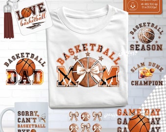 Basketball Mom PNG Bundle Spieltag Clipart-Set Sport Mom Sublimationsdesigns Basketball Dad PNG Team Spirit Shirt Design