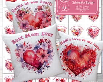 Pacote de fronhas para o dia das mães Sublimação Melhor conjunto de almofadas para mães png Design digital PNG