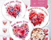 Mothers day Round Coaster Sublimation Bundle PNG Best mom gift Car Coaster set Keychain design PNG