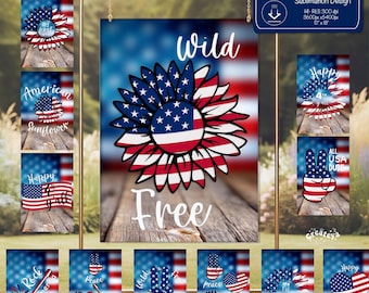 Patriotic Garden Flag PNG Bundle: 4th of July Sublimation Designs (Digital Download)