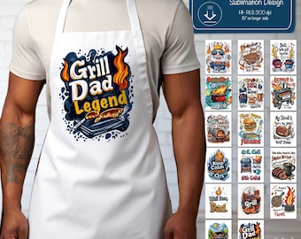 Funny BBQ Apron PNG Bundle: Grill Master Dad Jokes (Digital Download)