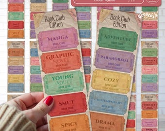 Book Club Ticket Bookmark Bundle Reading Genres Designs Printable Bookmarks for Book Lovers Readers gift Digital Download