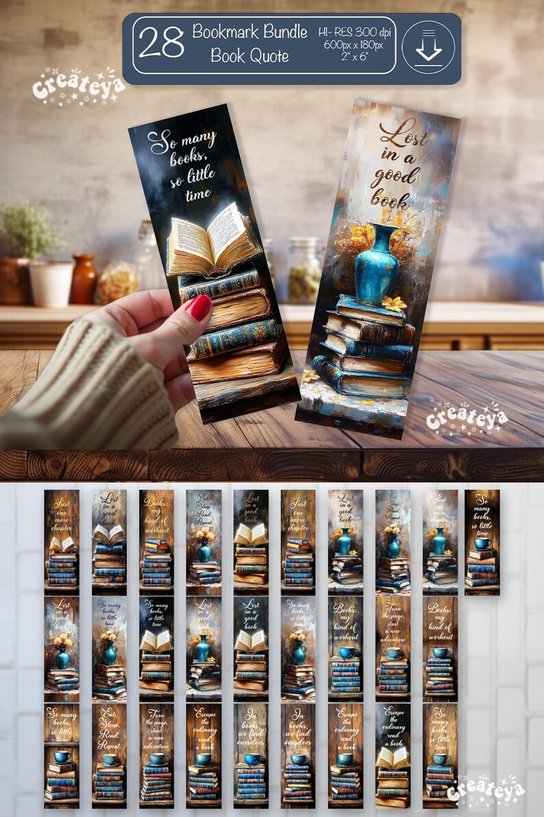 Good Work Bookmark Vintage Bookmarks PNG Bundle: Watercolor Quote Designs (digital ...