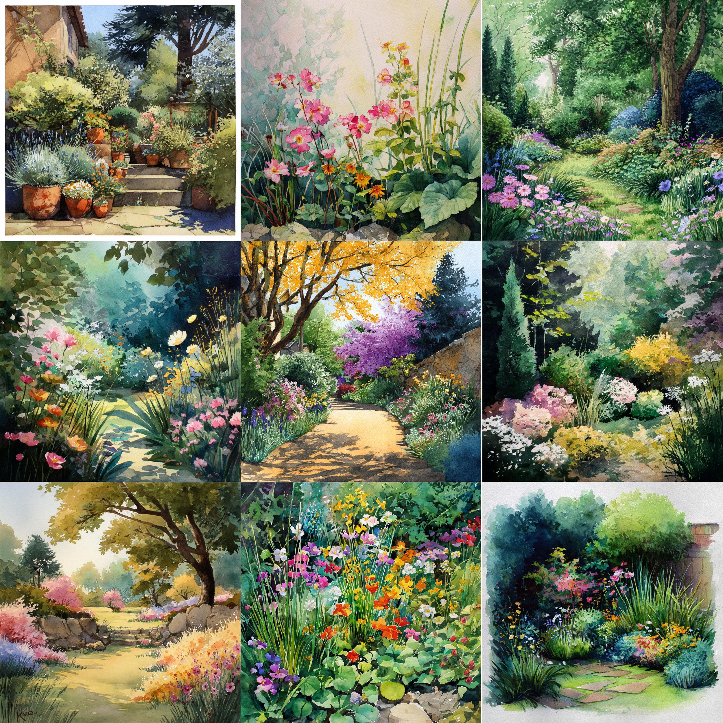 Spring Garden Watercolor Digital Papers, Floral Scrapbook Backgrounds ...