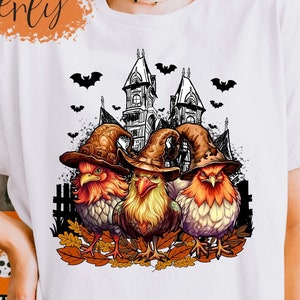 Chicken Halloween Shirt, Chicken Witch Shirt, Chicken Lover Gift, Halloween Farmer Shirt, Halloween Animals Shirt, Haunted House Shirt