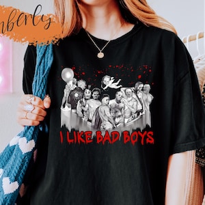 I Like Bad Boys Shirt, Halloween Bad Boys Sweatshirt, Fun Horror Character Tee, Adult Humor Halloween Shirt, Horror Fan Gifts, Spooky Season