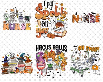 Bundle Nurse Halloween Png, Boo Boo Crew Nurse Sublimation Design, Halloween Nursing Png, Nurse Gift, ICU ER RN Nurse Png, Spooky Nurse Png