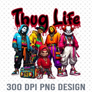 Thug Life Horrors Movie Character Halloween Png, Halloween Thug Life Png, Slasher Horror Killer Png, Horrors Club Png, Thug Life Shirt