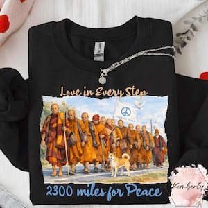Peace Walking Monk & Aloka Dog Minimalist Zen Art Shirt, Walk For Peace Zen Meditation Shirt