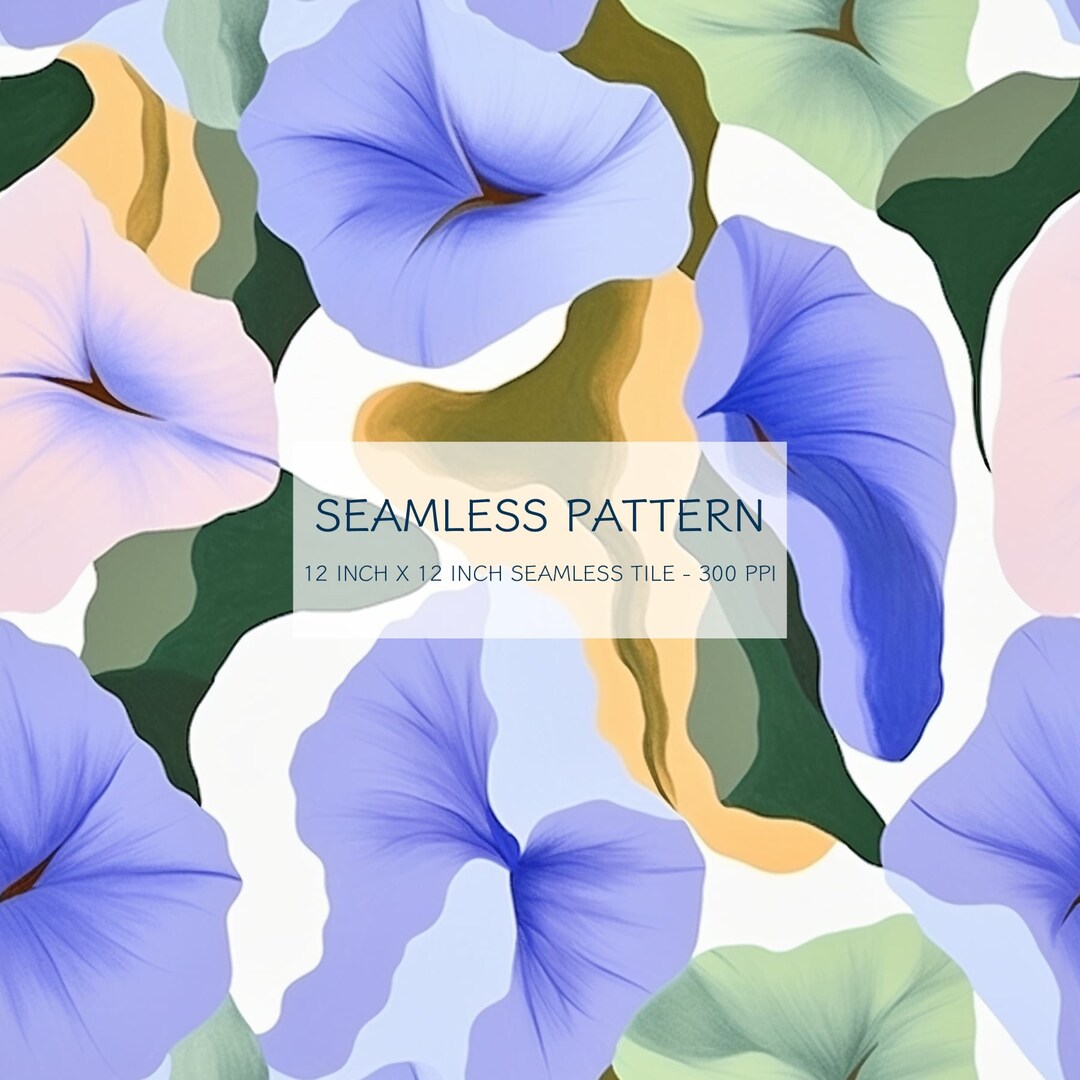 Abstract Morning Glory Seamless Watercolor Pattern Digital Design ...